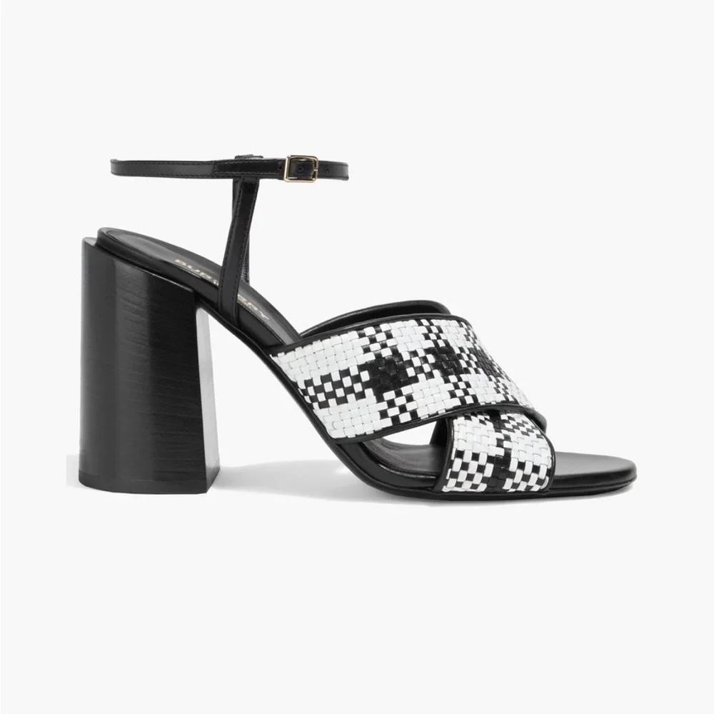 BURBERRY Checked basketweave leather sandals - Picture 2 of 14